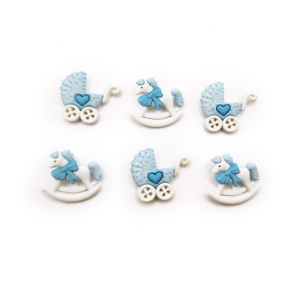 Baby boy rocking horse and pram for baby shower themed crafts and diy decor