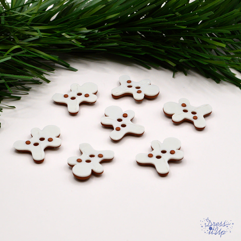 Gingerbread cookies with smiling faces 2-hole buttons for baking themed and holiday sewing and crafting