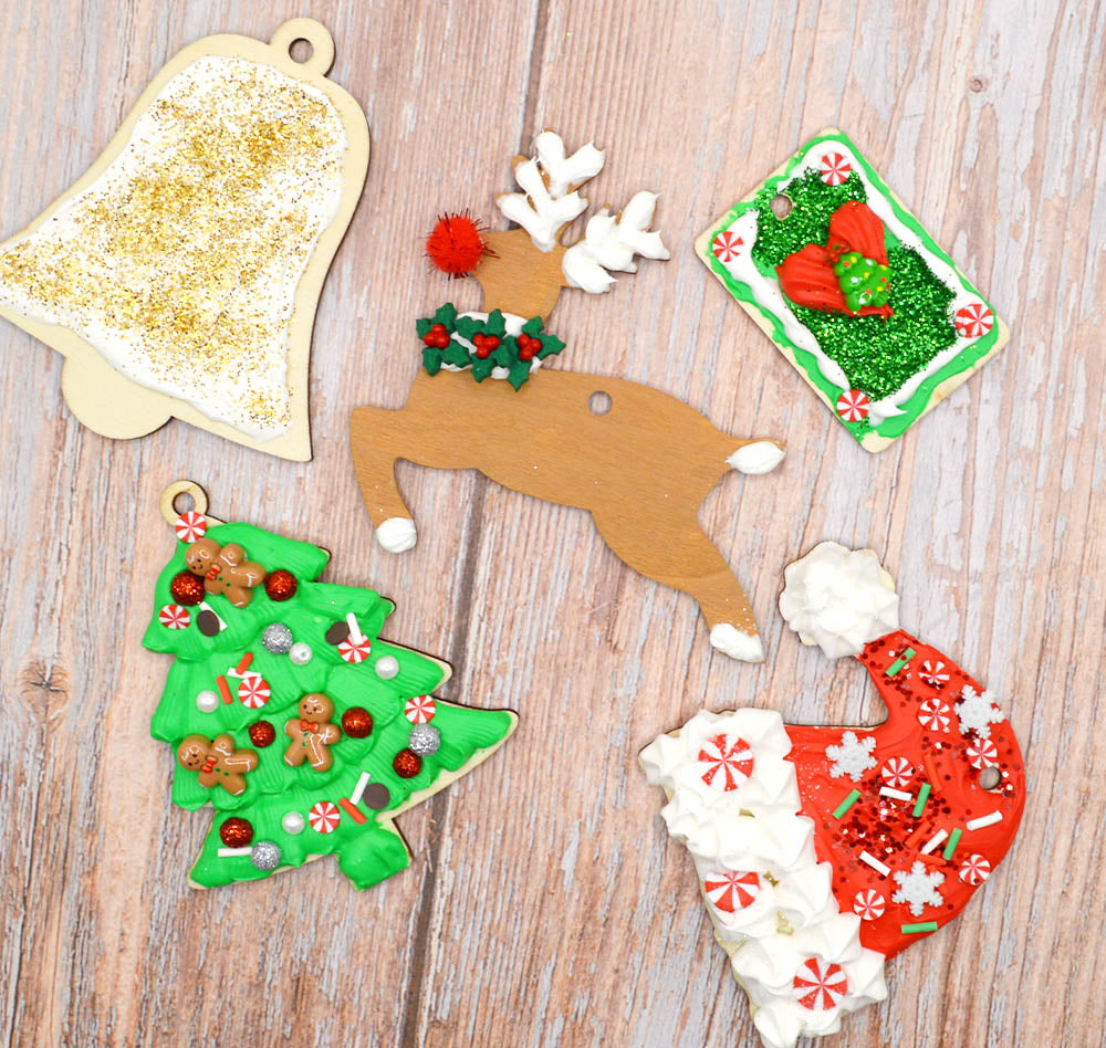 Christmas Faux Icing Decoden Ornament Decorating Kit, 6 Ornaments