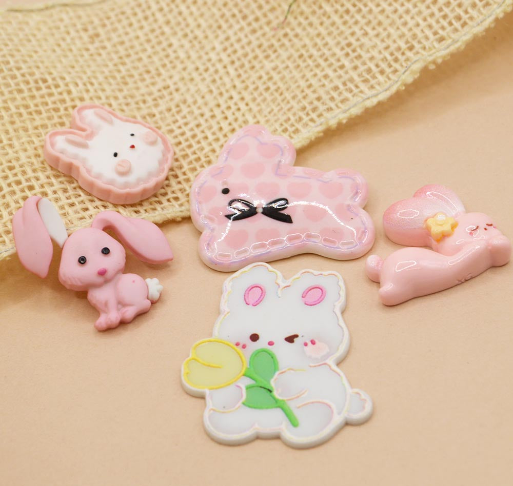 six craft embellishments in pink rabbits for girl crafts