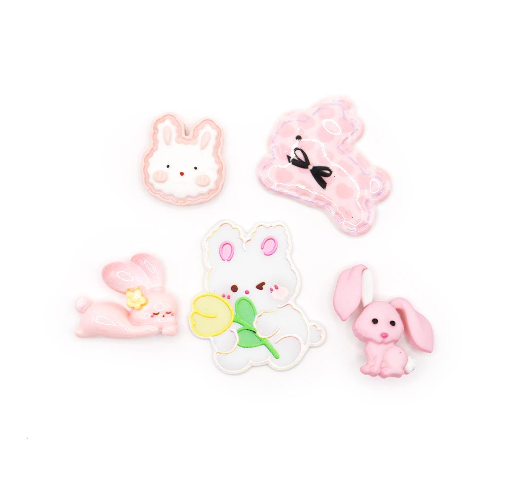 pink rabbit resin embellishments for sewing and crafting projects