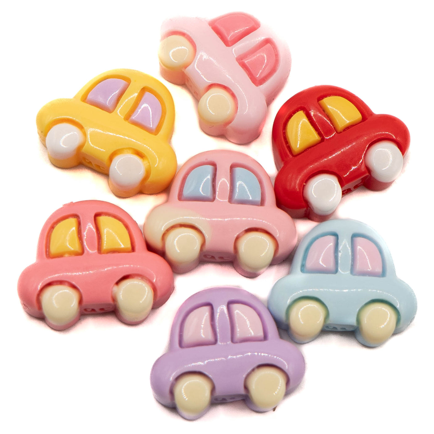 pastel car craft embellishments on a white background