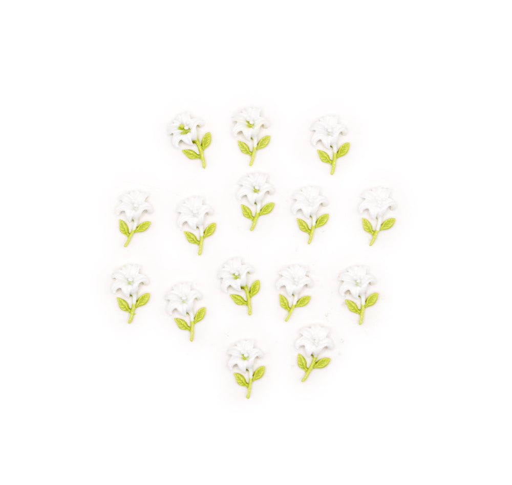 Itty Bitty White Lily Flat Back Embellishments