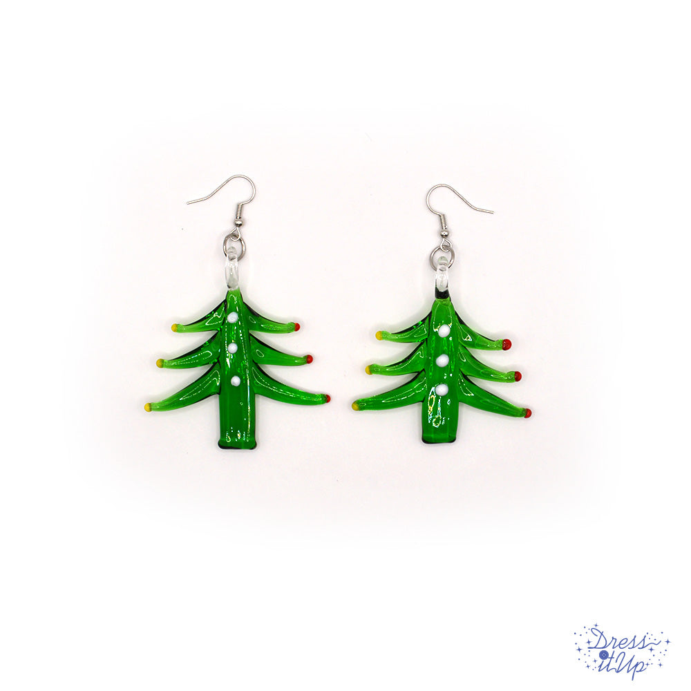Christmas tree dangle earrings