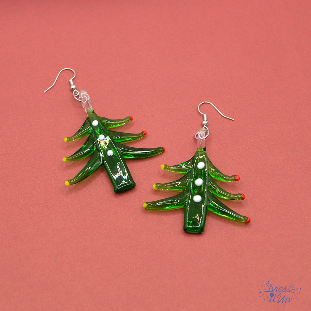 Christmas tree dangle earrings