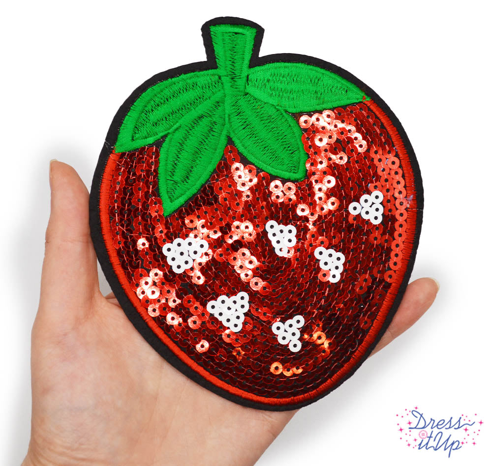 Strawberry Embellishment Patch Shiny Sequin Fabric Embellishment