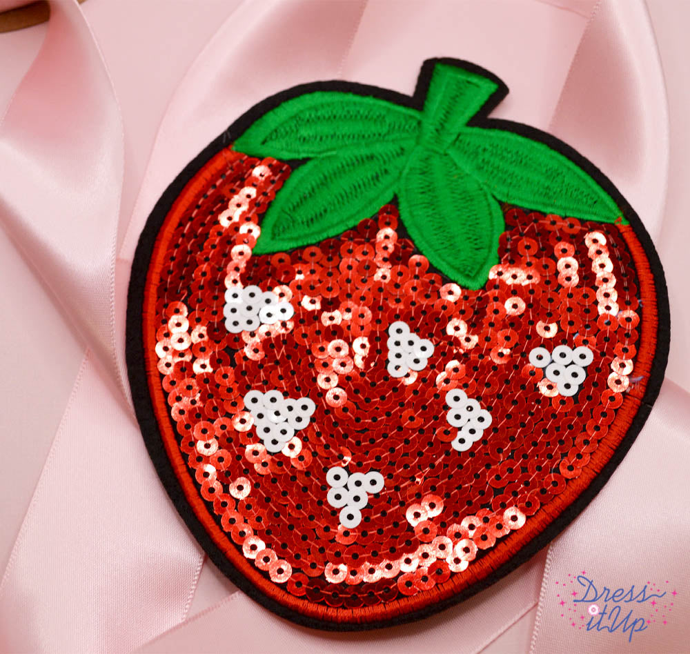 Strawberry Embellishment Patch Shiny Sequin Fabric Embellishment