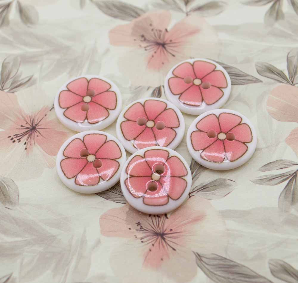Blossom Printed 2-Hole Round Buttons