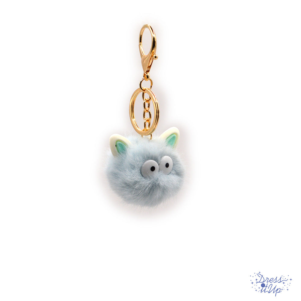 Fluffy little critter in blue adds to bag and keychain projects