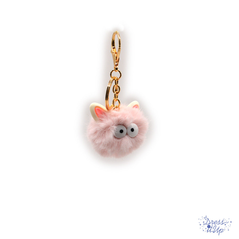 Fluffy little critter in pink adds to bag and keychain projects