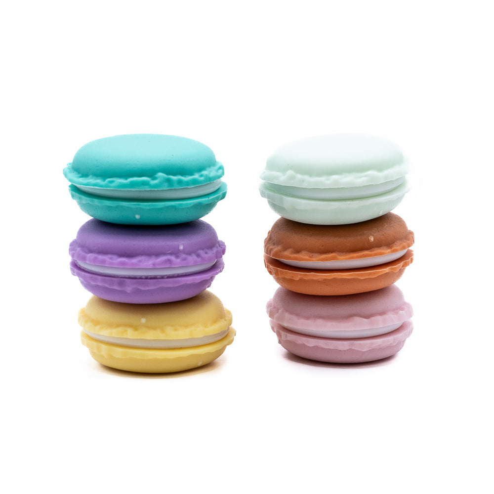 faux macaron container with mix of 6mm buttons for crafting