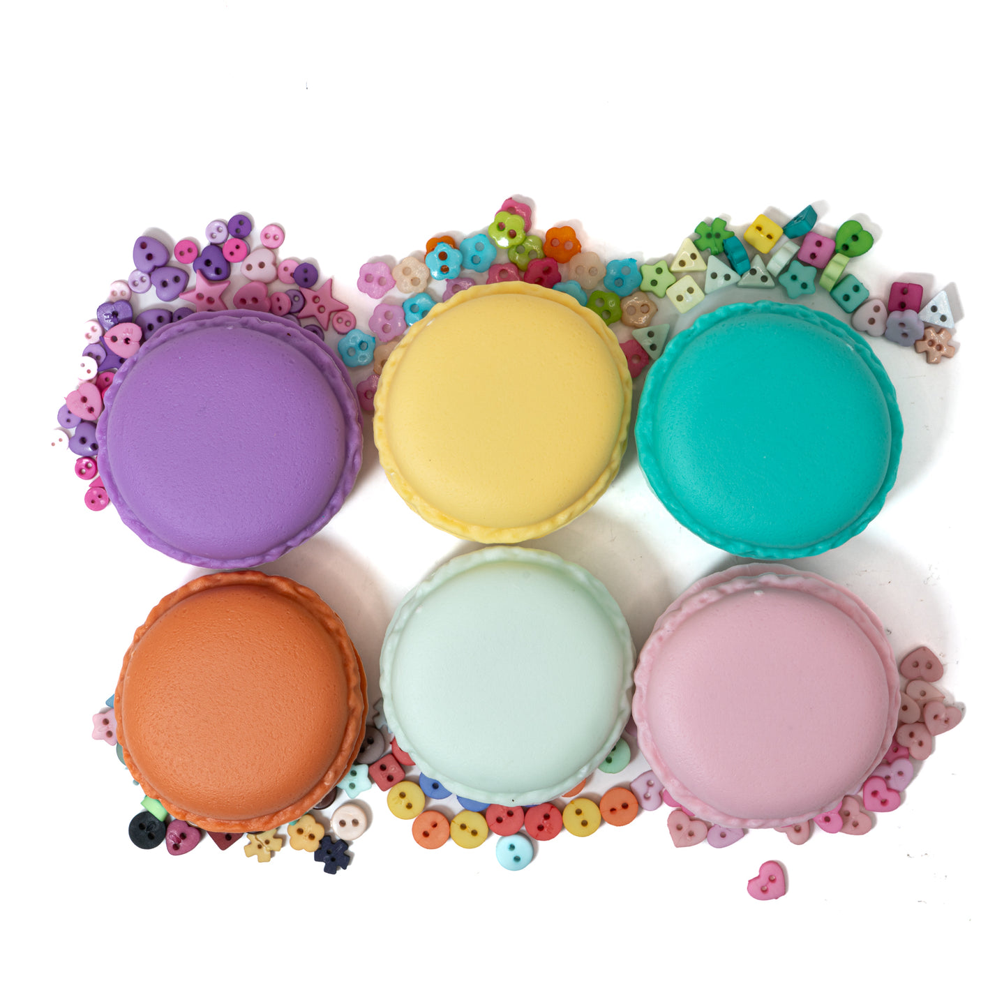 Macaron Sew Thru Button Six-Mix Set