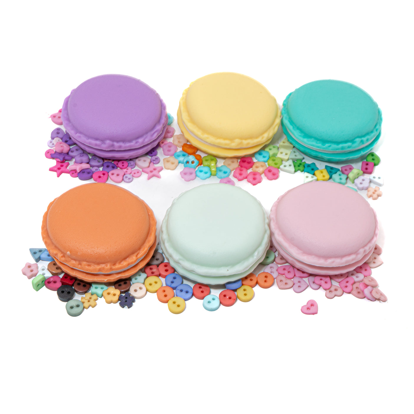 Macaron Sew Thru Button Six-Mix Set
