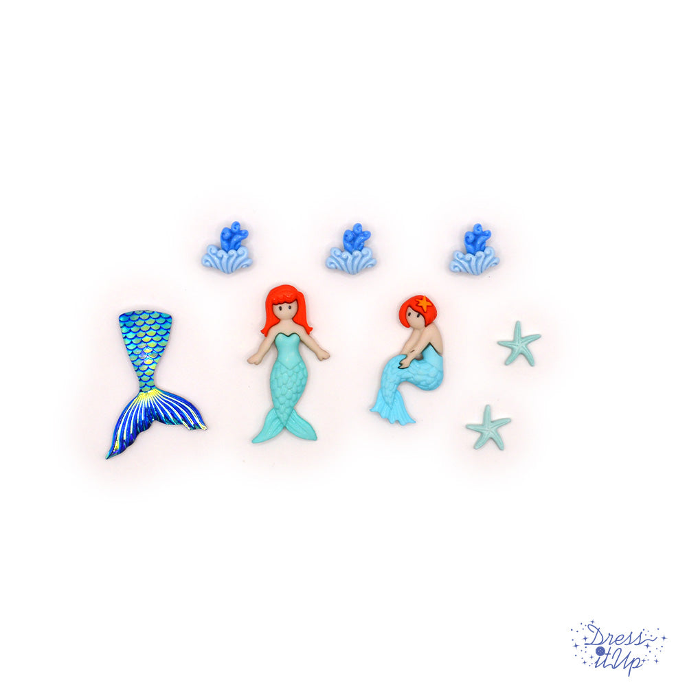 teal mermaids, waves, and starfishes for ocean and little girl themed crafts