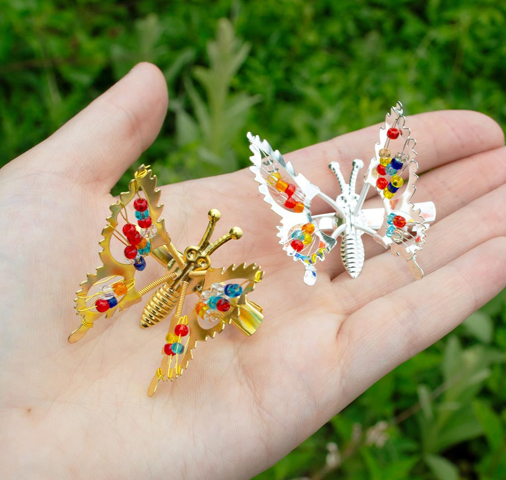 Rainbow Beaded Butterfly Clips