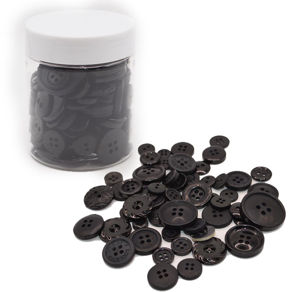 Mini Color Jars in Black 70 Piece Button Assortment