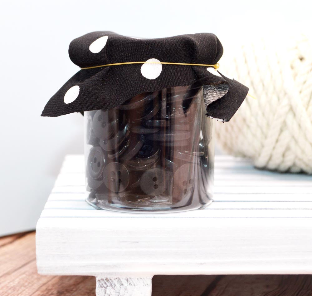 Mini Color Jars in Black 70 Piece Button Assortment