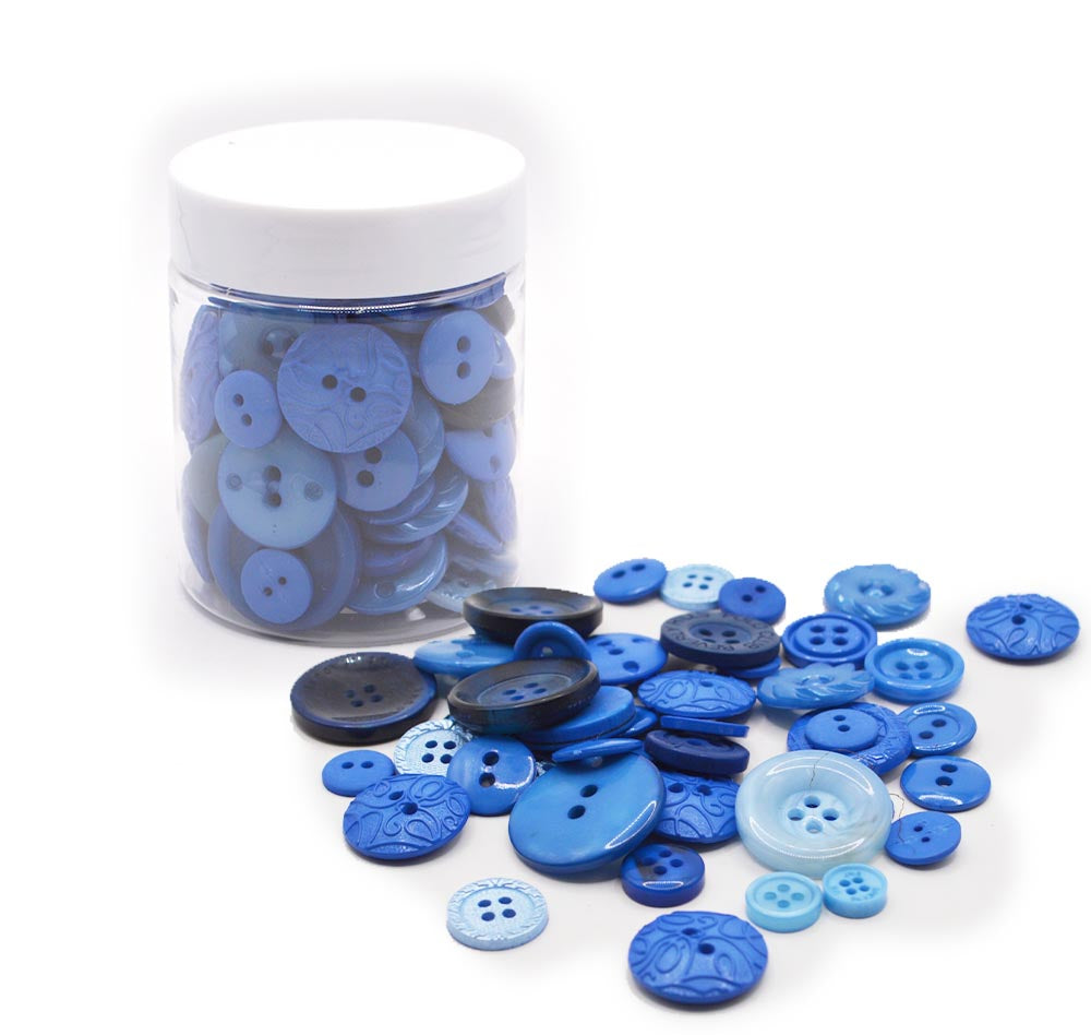 Mini Color Jars in Dark Blue 70 Piece Button Assortment