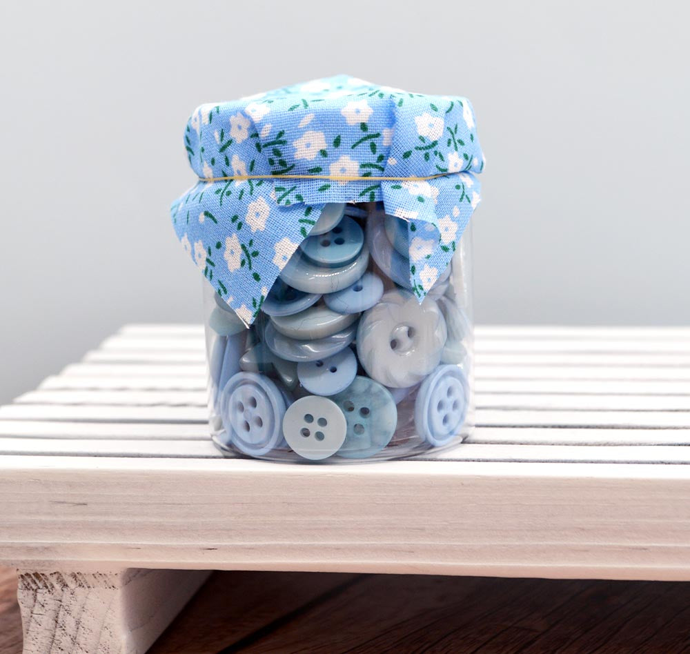 Mini Color Jars in Light Blue 70 Piece Button Assortment