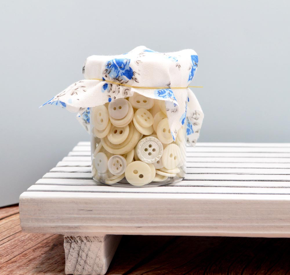 Mini Color Jars in White 70 Piece Button Assortment