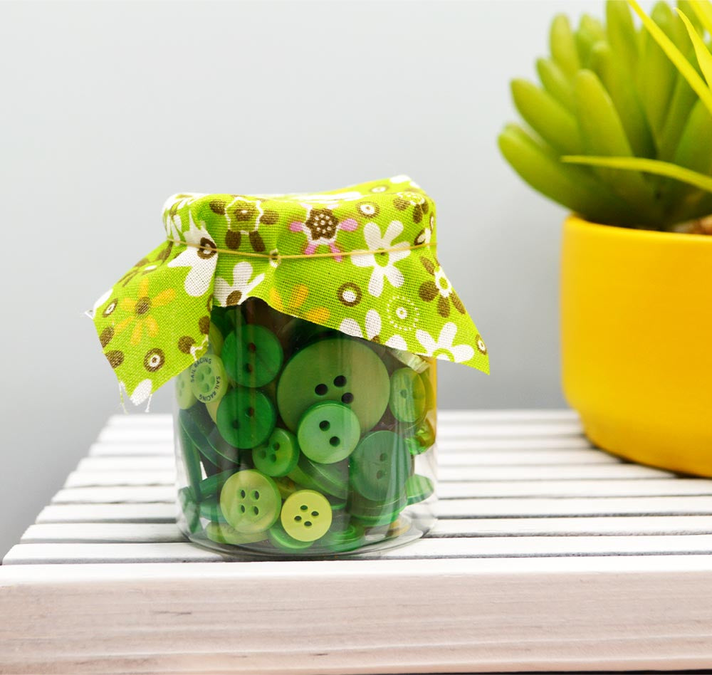 Mini Color Jars in Green 70 Piece Button Assortment