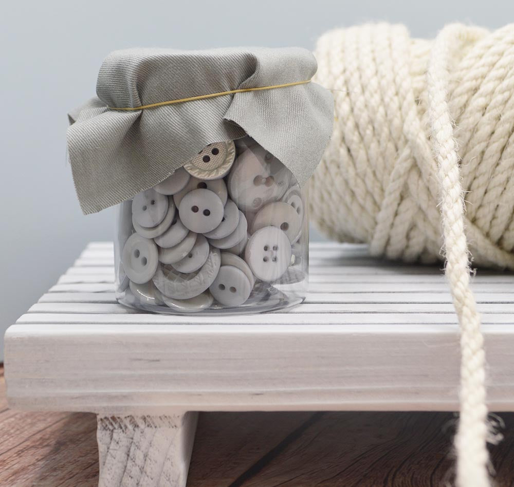 Mini Color Jars in Grey 70 Piece Button Assortment