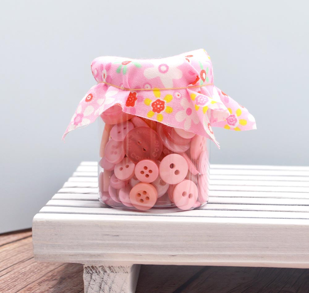 Mini Color Jars in Pink 70 Piece Button Assortment