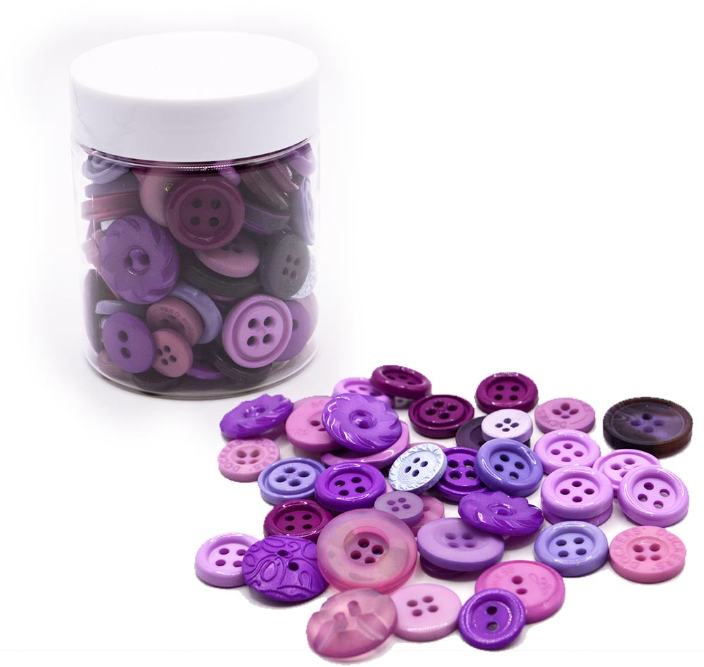 Mini Color Jars in Purple 70 Piece Button Assortment