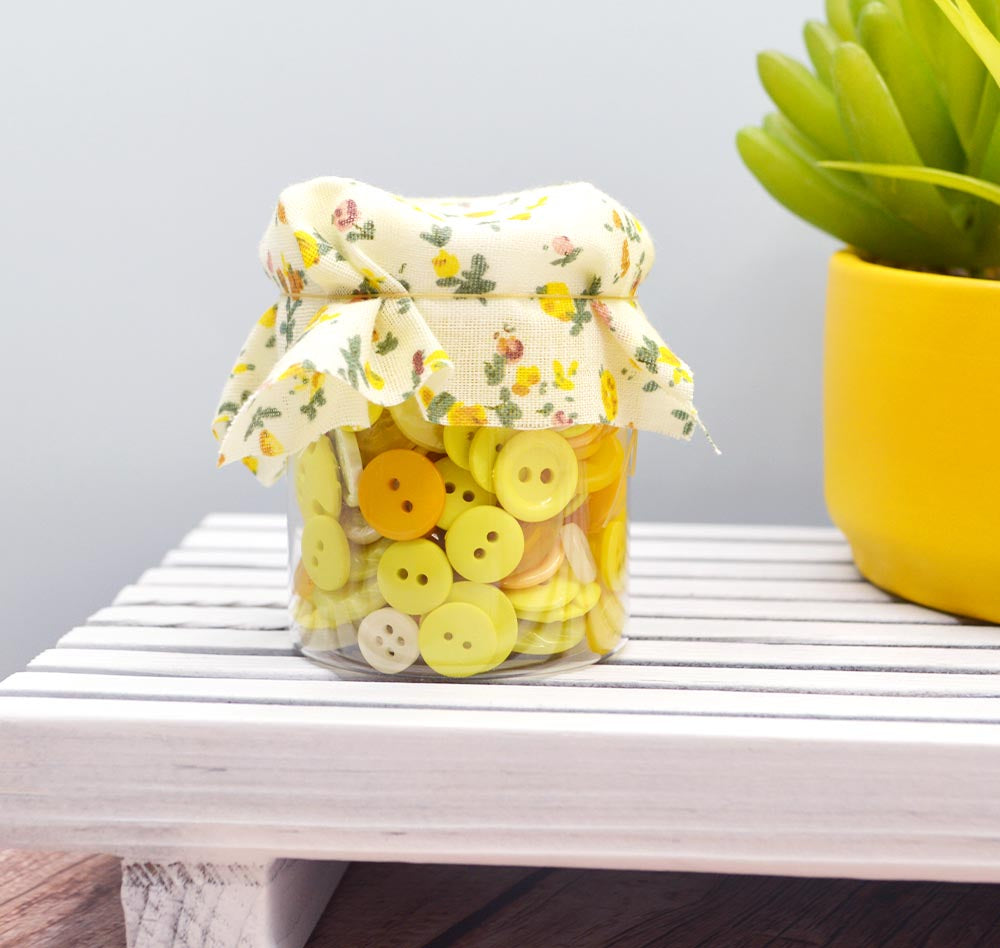 Mini Color Jars in Yellow 70 Piece Button Assortment