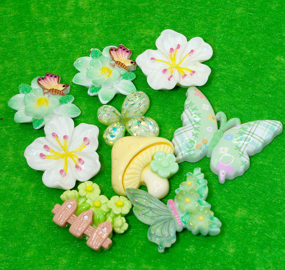 Mint Whisper Butterfly Garden Embellishment Pack