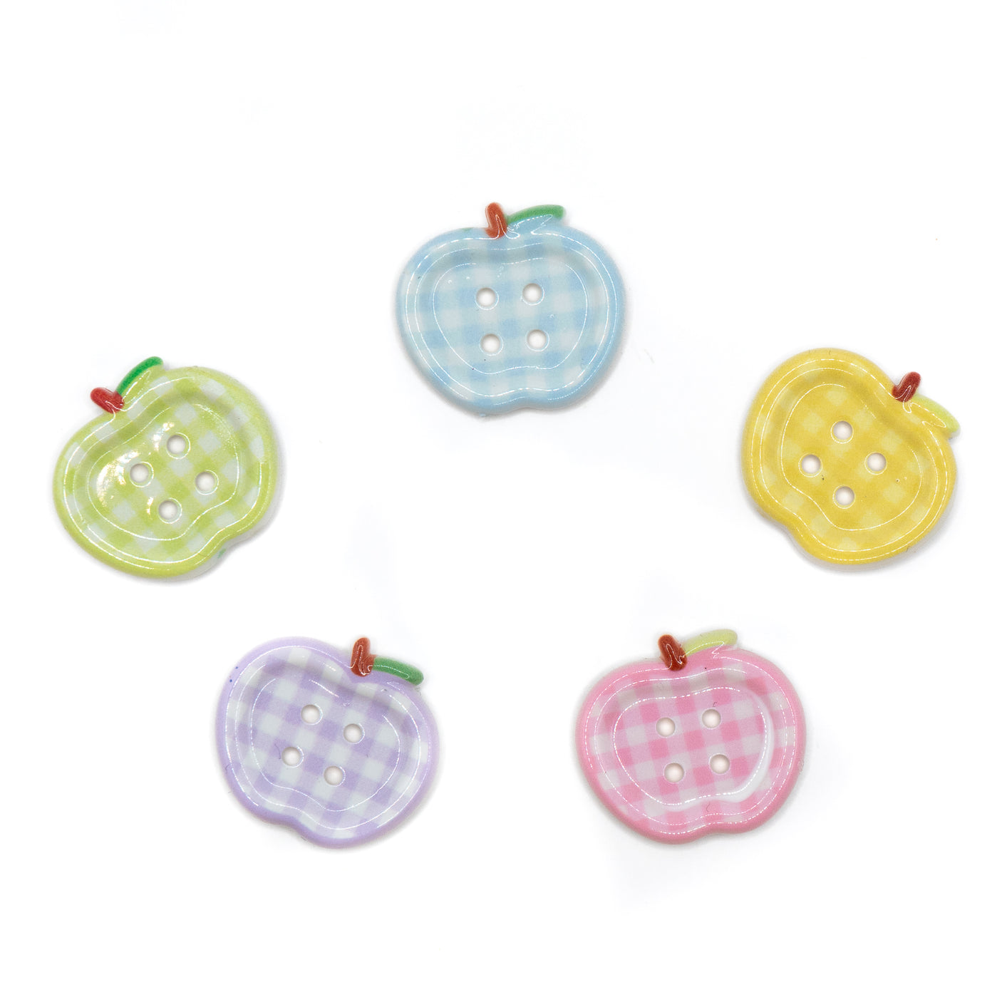 pastel gingham sew-thru apple buttons for sewing and crafting projects