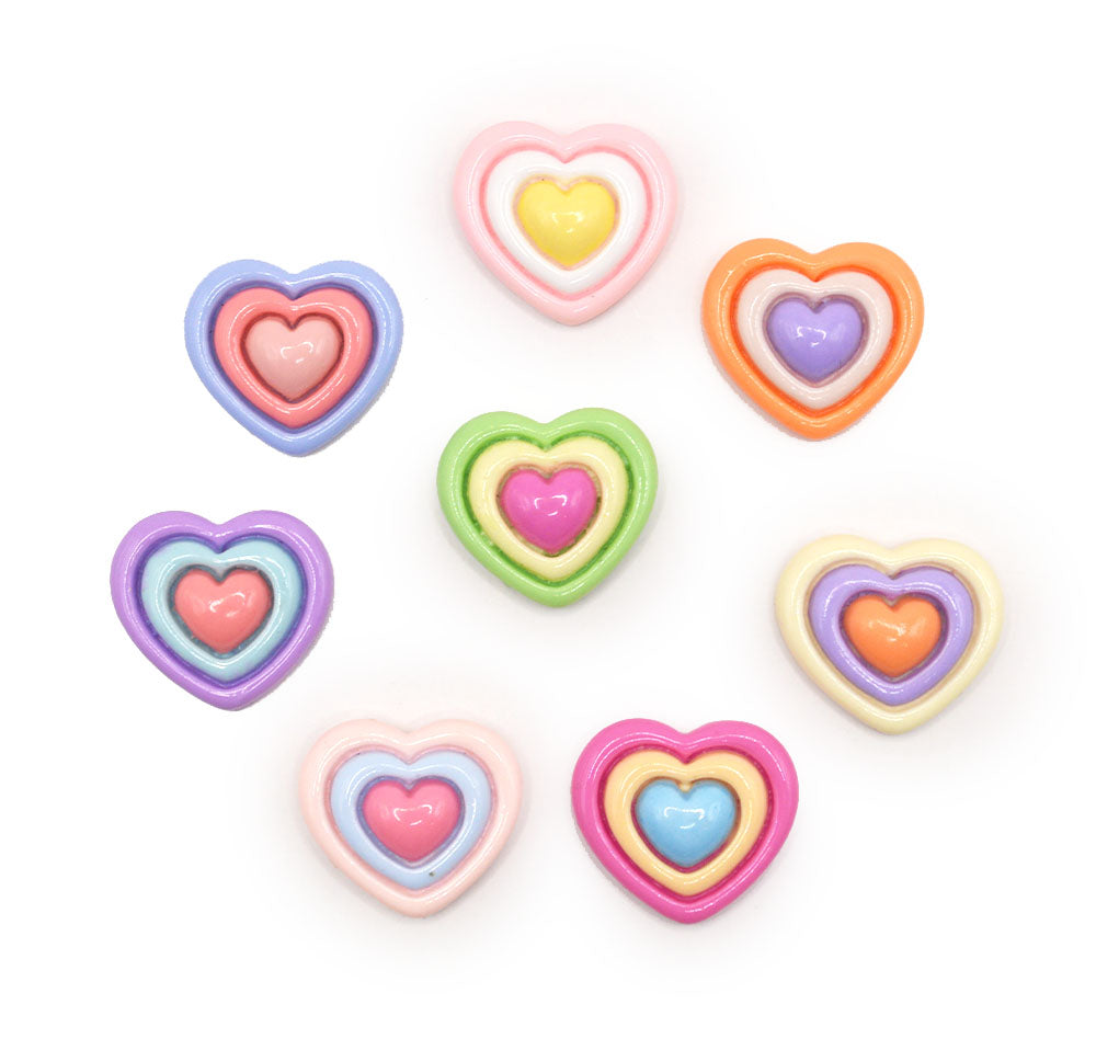 flat-back resin retro heart buttons for crafting