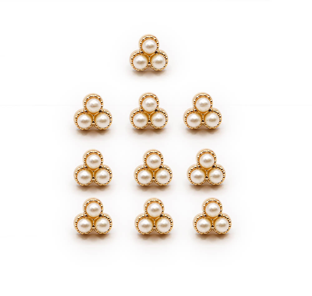 vintage trio pearl and gold buttons for sewing and crafting