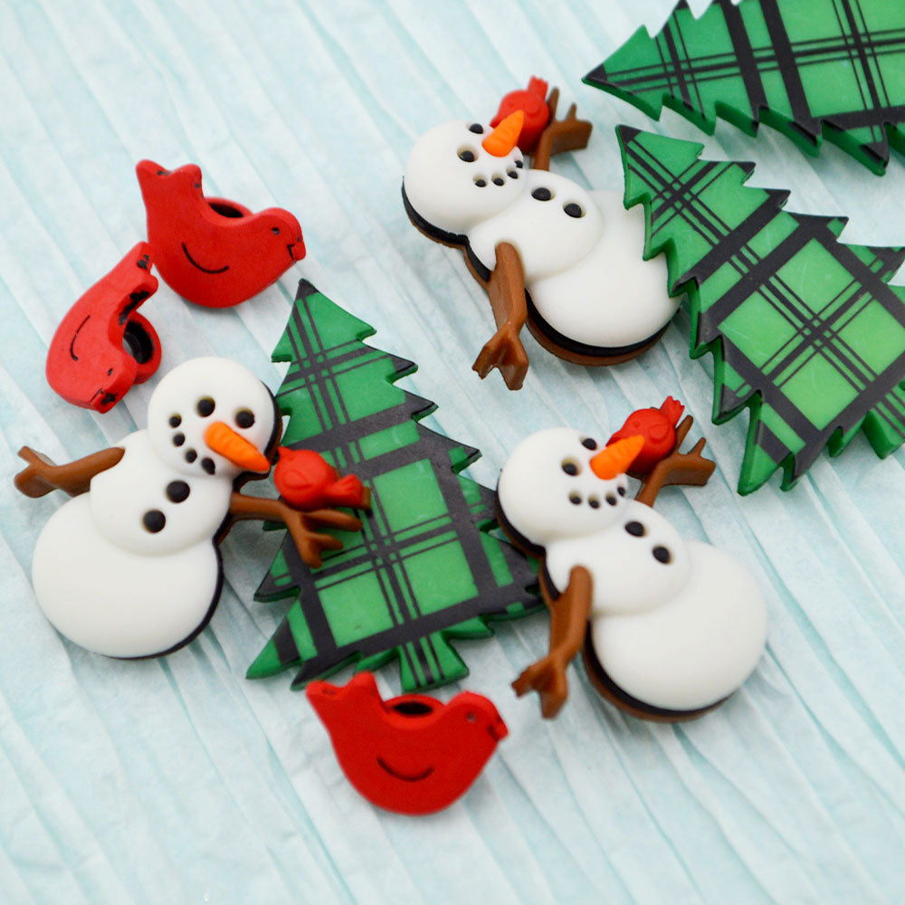 Pinetrees and Snowmen Winter Craft Embellishments