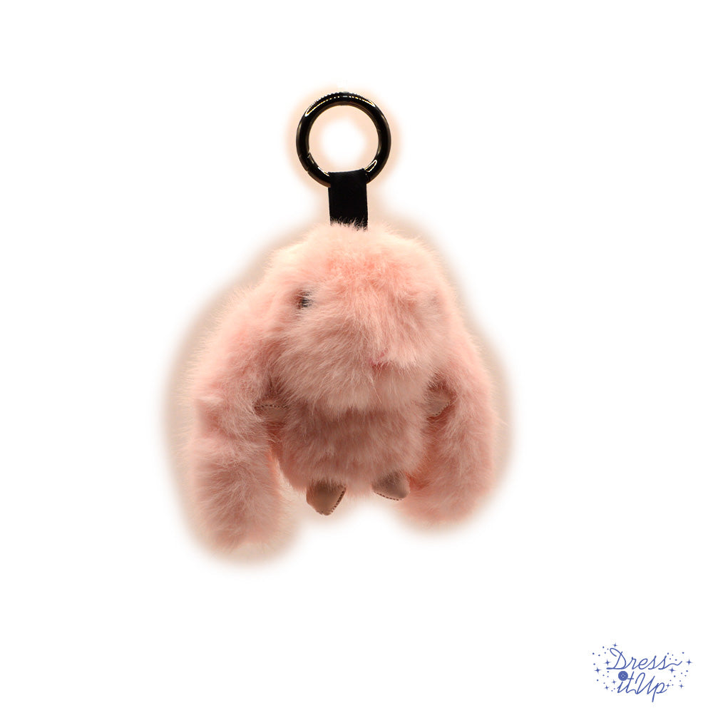 Fluffy pink bunny adds to cuteness to bags and keychains