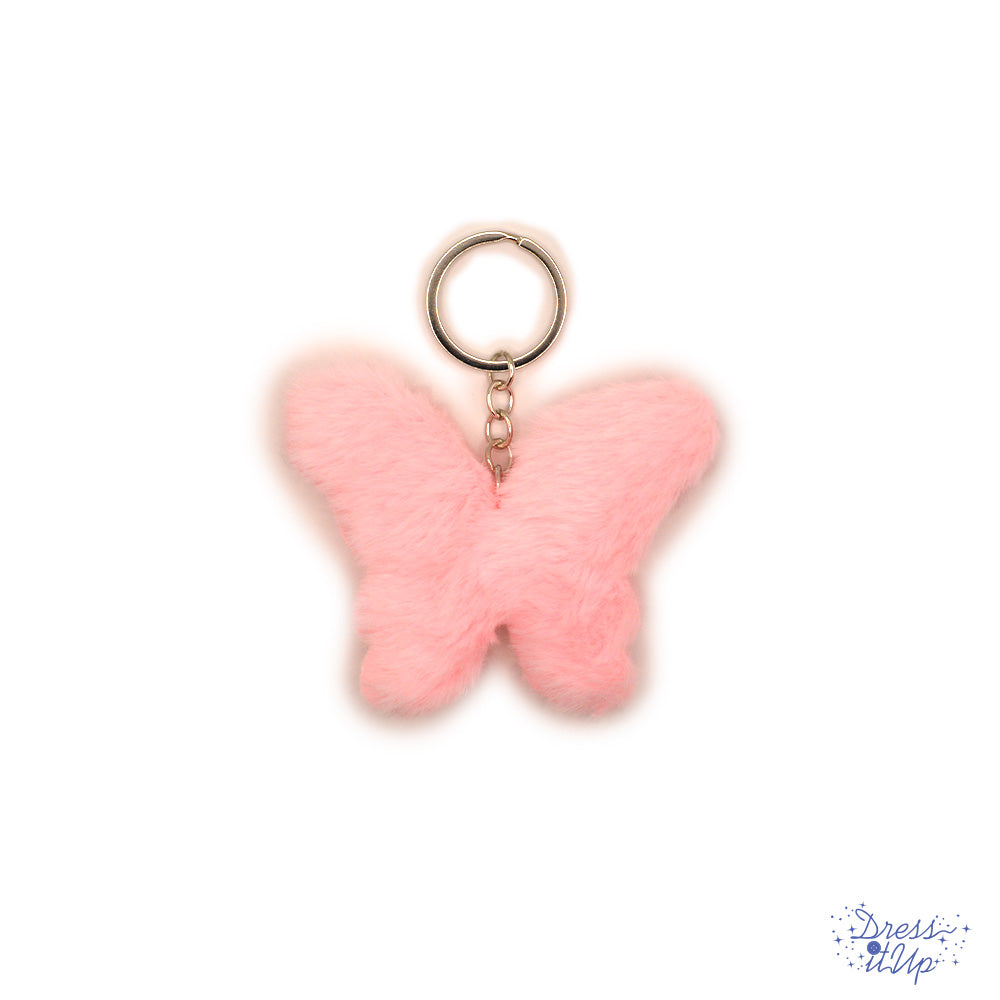 Fluffy pink butterfly adds to backpack and keychain projects