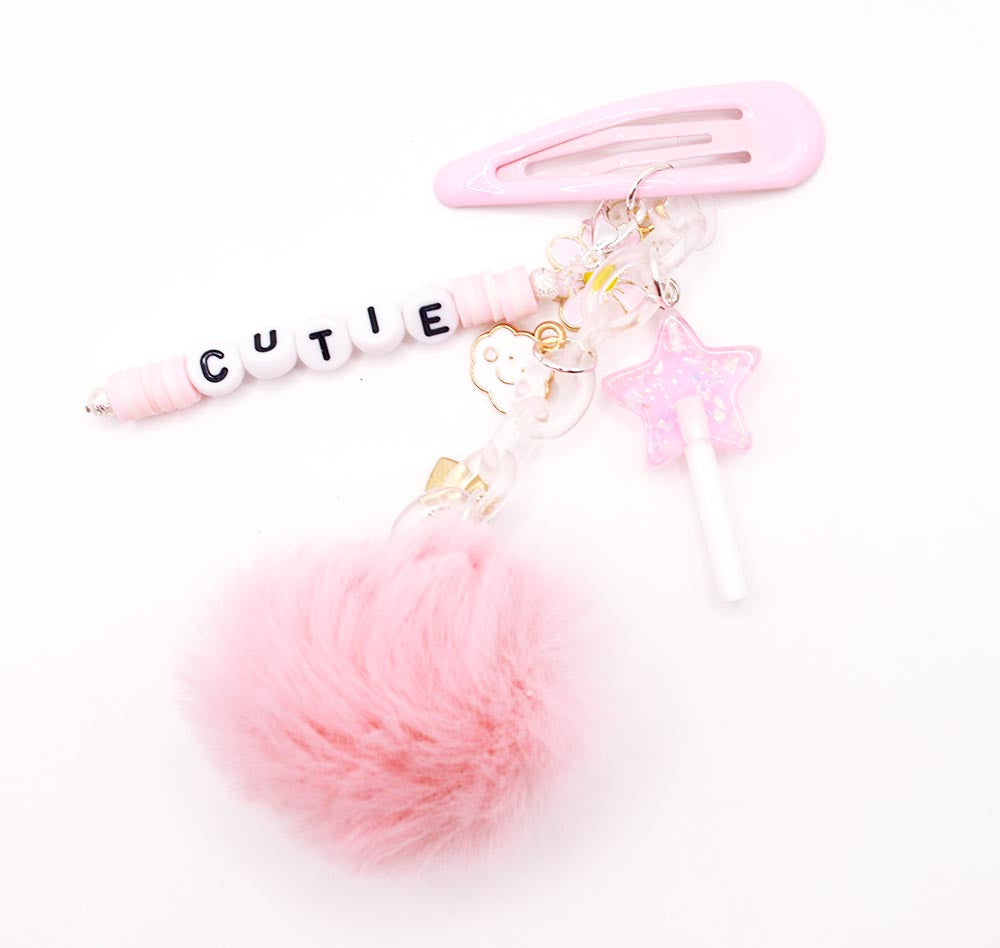 pink girl bag charm crafting idea for kids