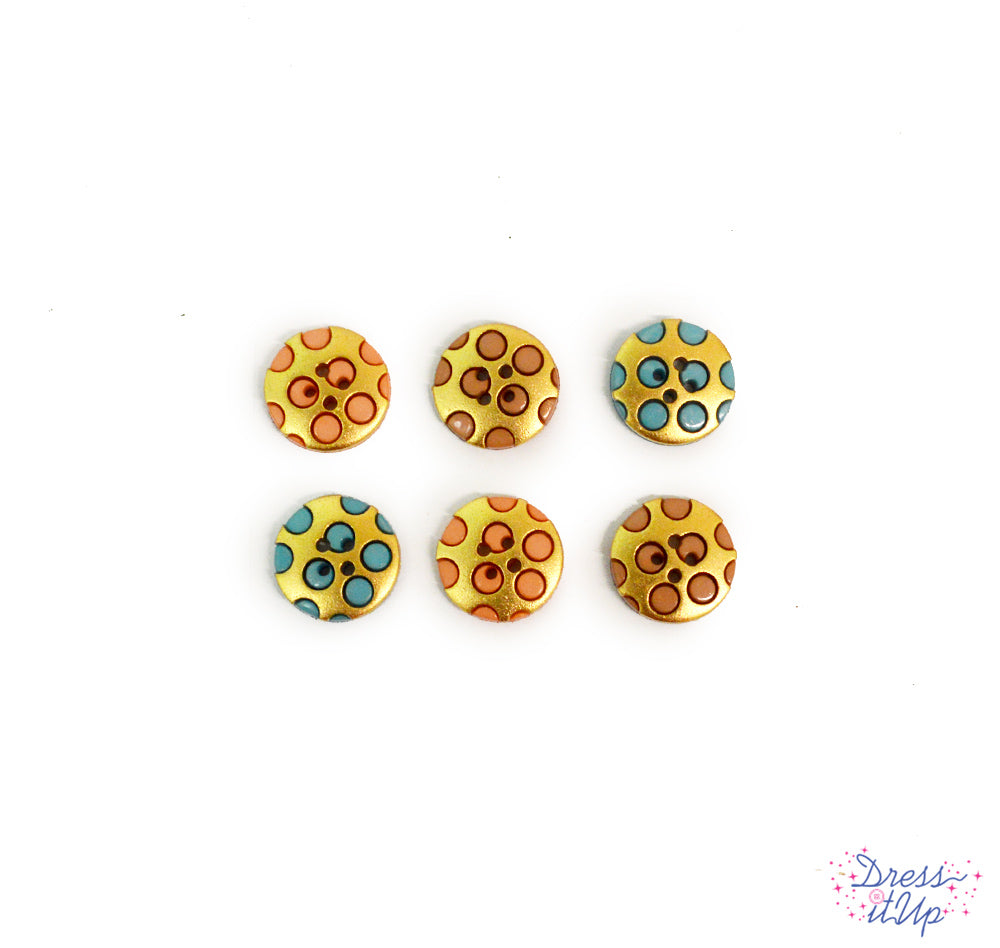 Round 4-hole polka dot buttons inspired by the deserts of Arizona add to sewing and crafts