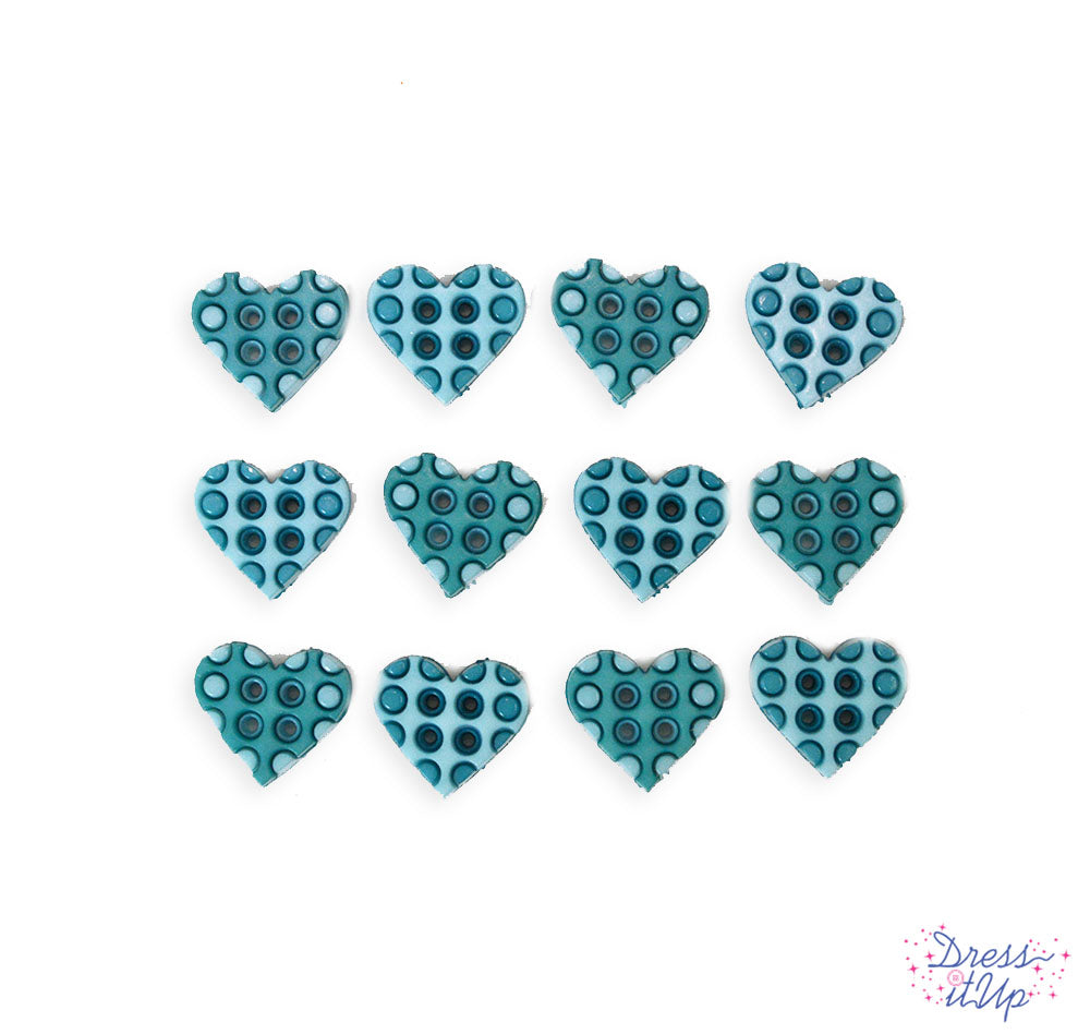 4-hole heart shaped buttons with polka dots add to sewing and crafts