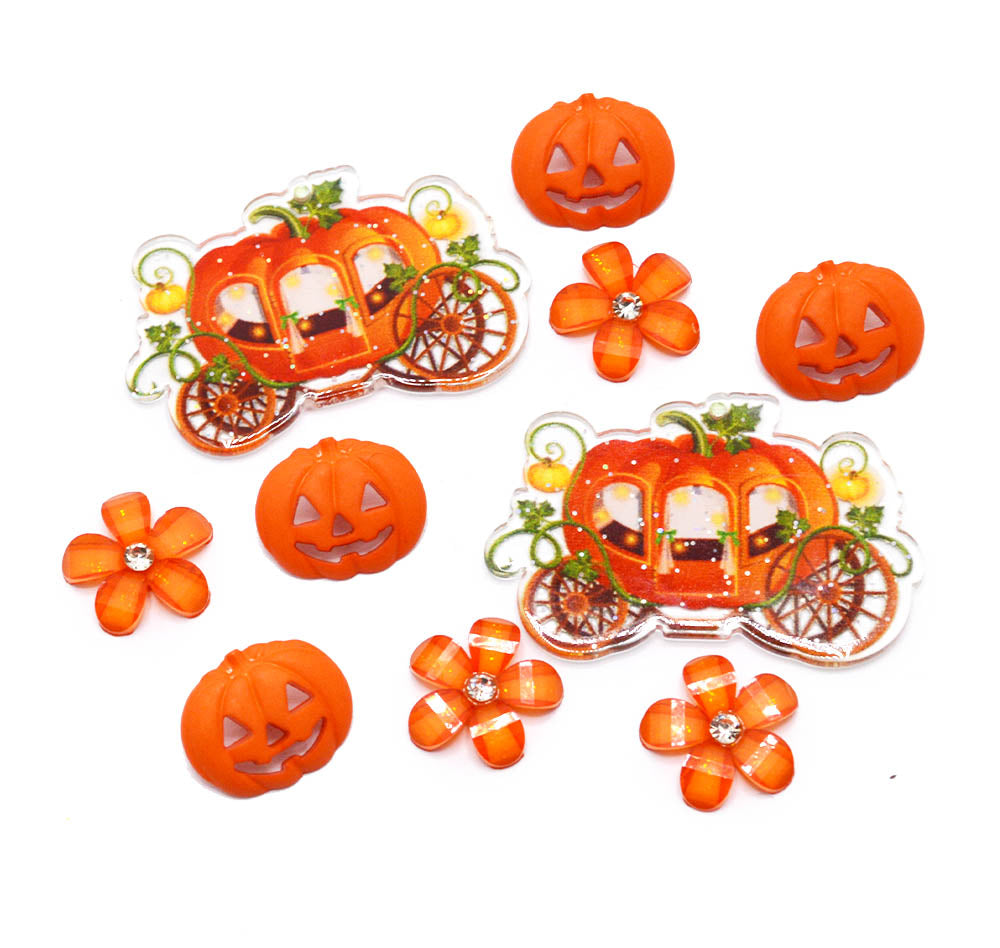 Halloween Pumpkin Carriage Ride Craft Embellishment Mix