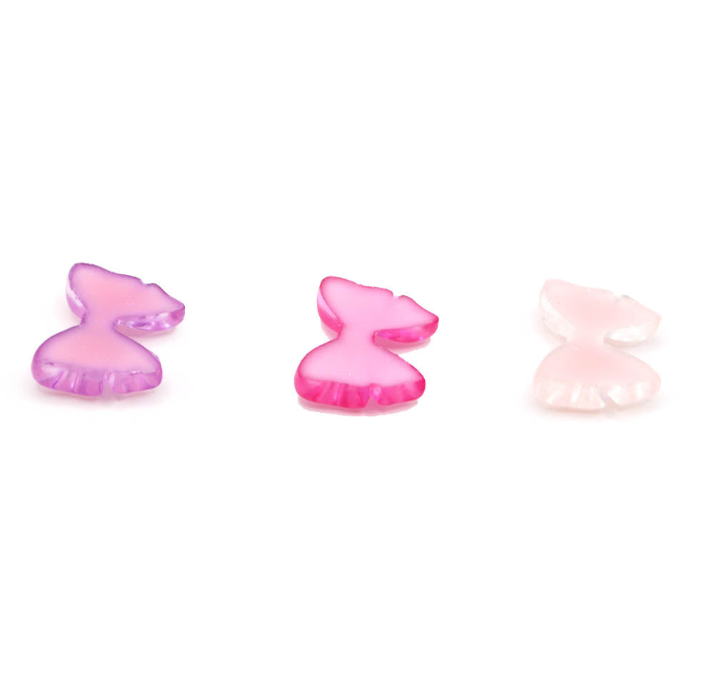 pink and purple flat back hair bow shaped craft embellishments.