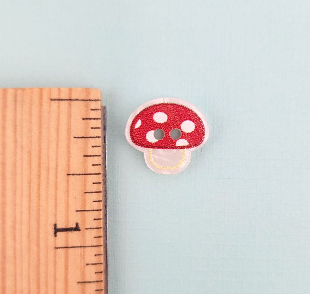 Red Mushroom Printed 2-Hole Buttons