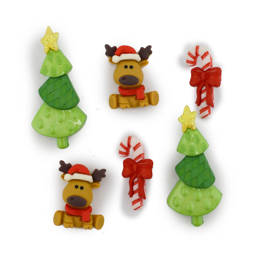 Rudolph Fun Christmas Holiday Themed Shank Back Flat Back Buttons
