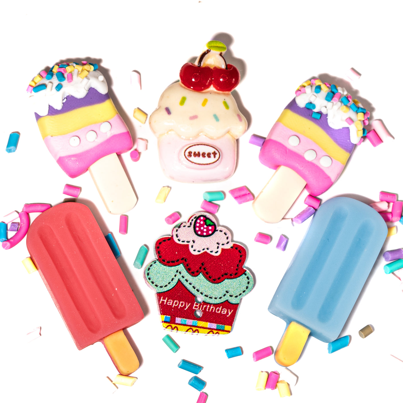 Ice Cream N' Sprinkles Summer Themed Buttons and Embellishments
