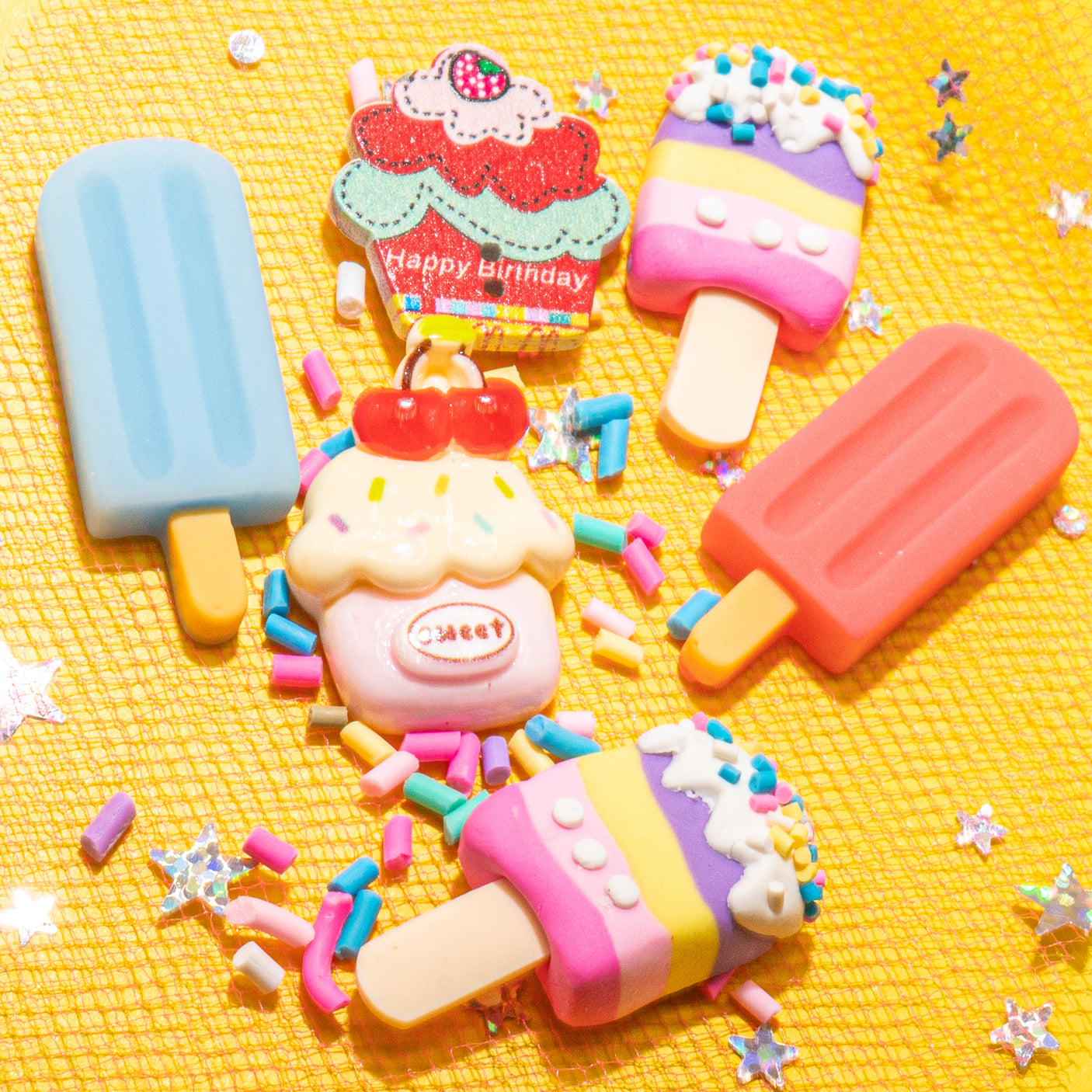 Ice Cream N' Sprinkles Summer Themed Buttons and Embellishments