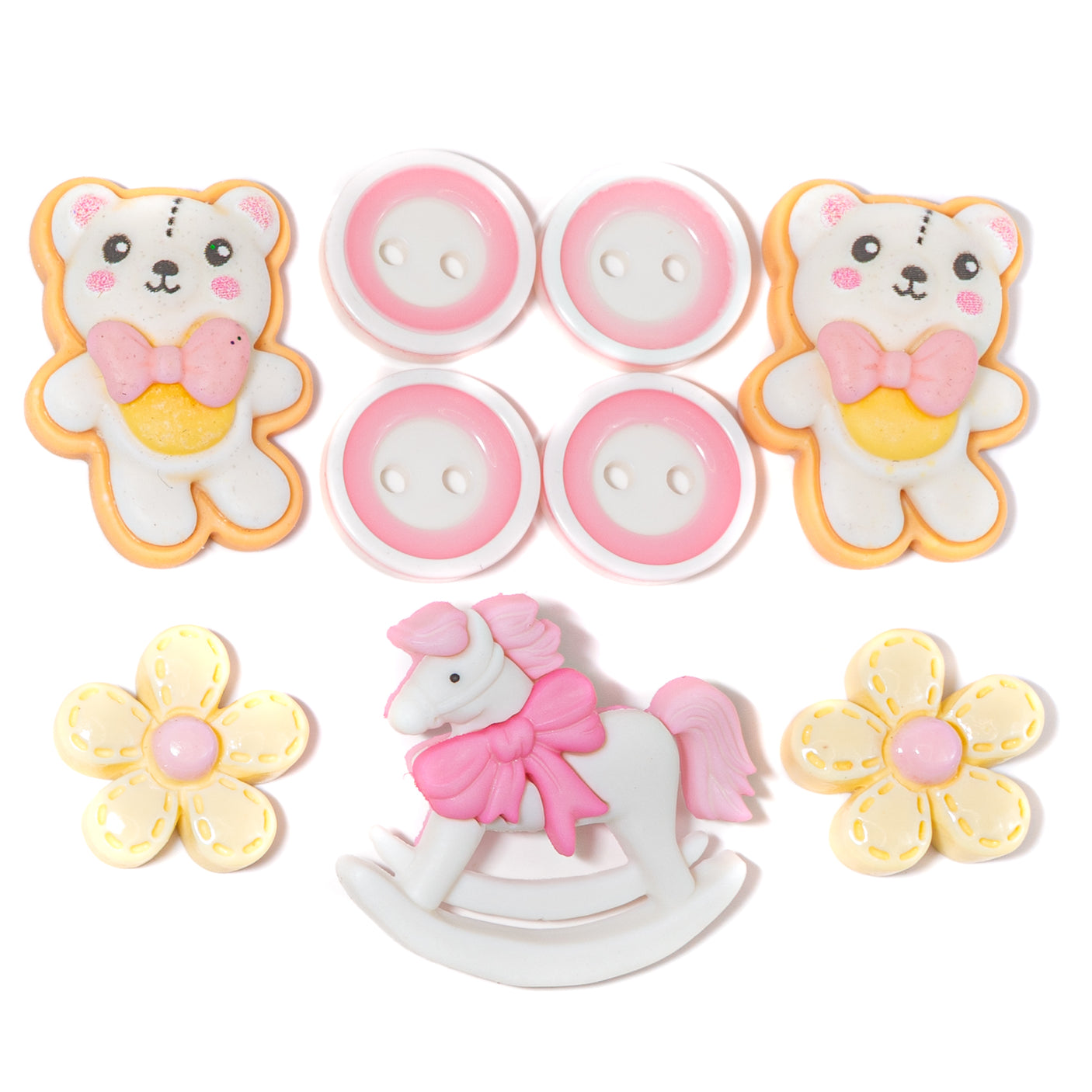 Baby Girl Snuggles Nursery Pink Themed Button Pack