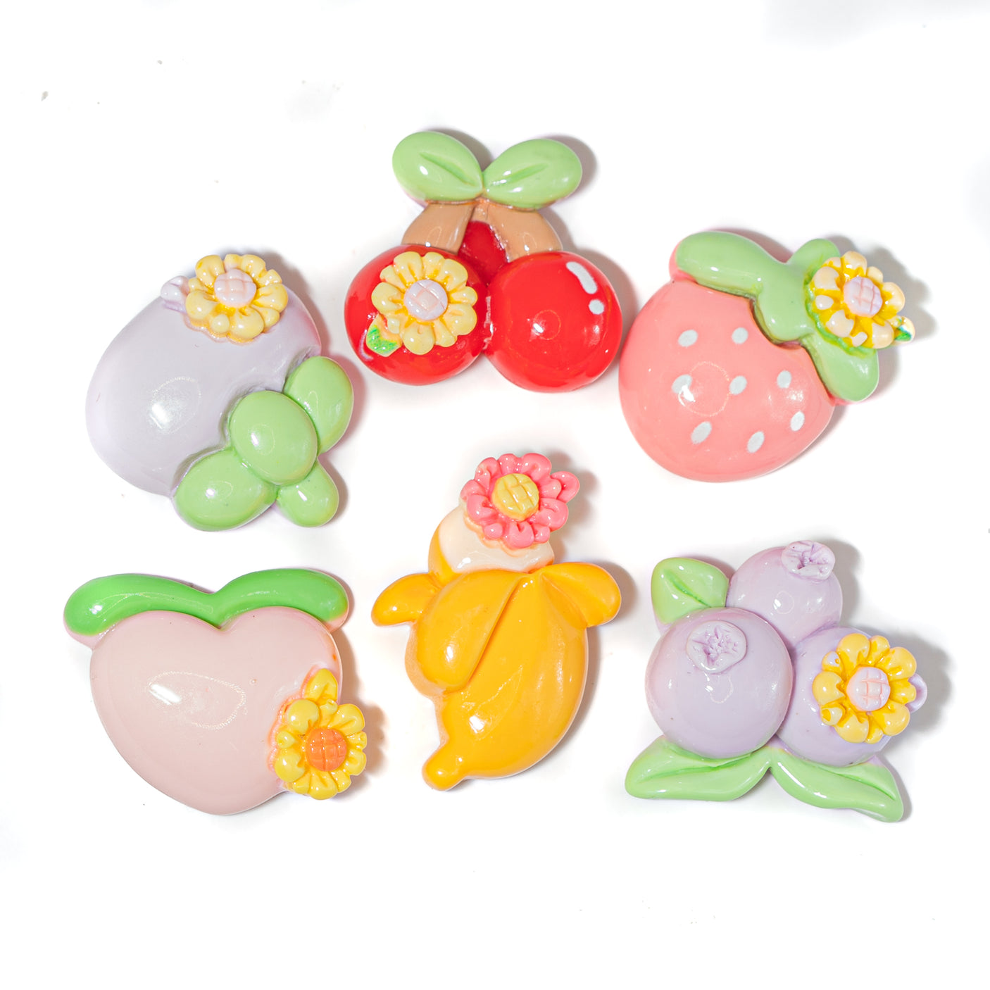 Tutti Fruitti Resin Flatback Embellishment Pack Pastel Fruit Summer Themed