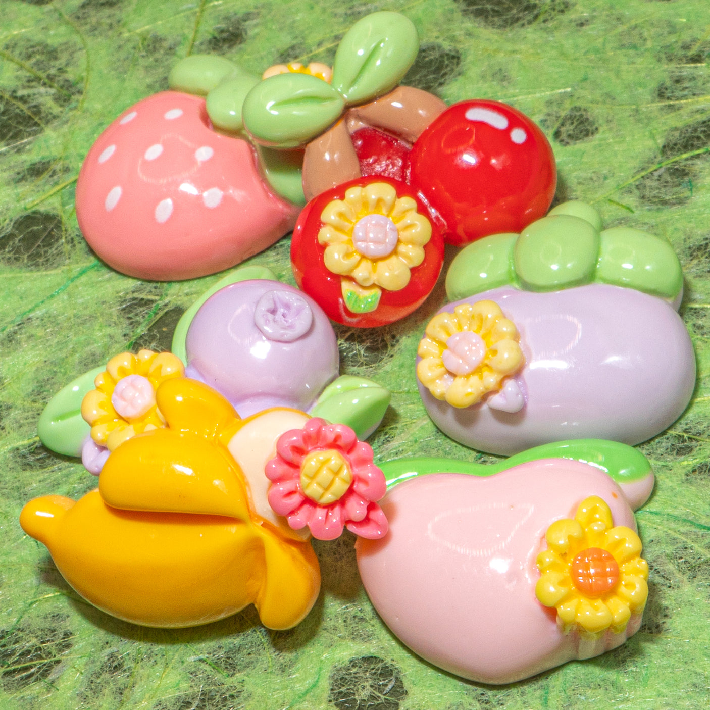 Tutti Fruitti Resin Flatback Embellishment Pack Pastel Fruit Summer Themed