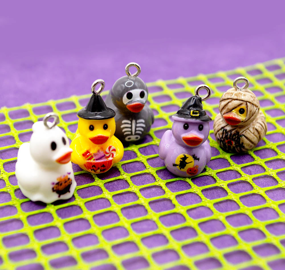 Mini Halloween Resin Duck Charms – Set of 5