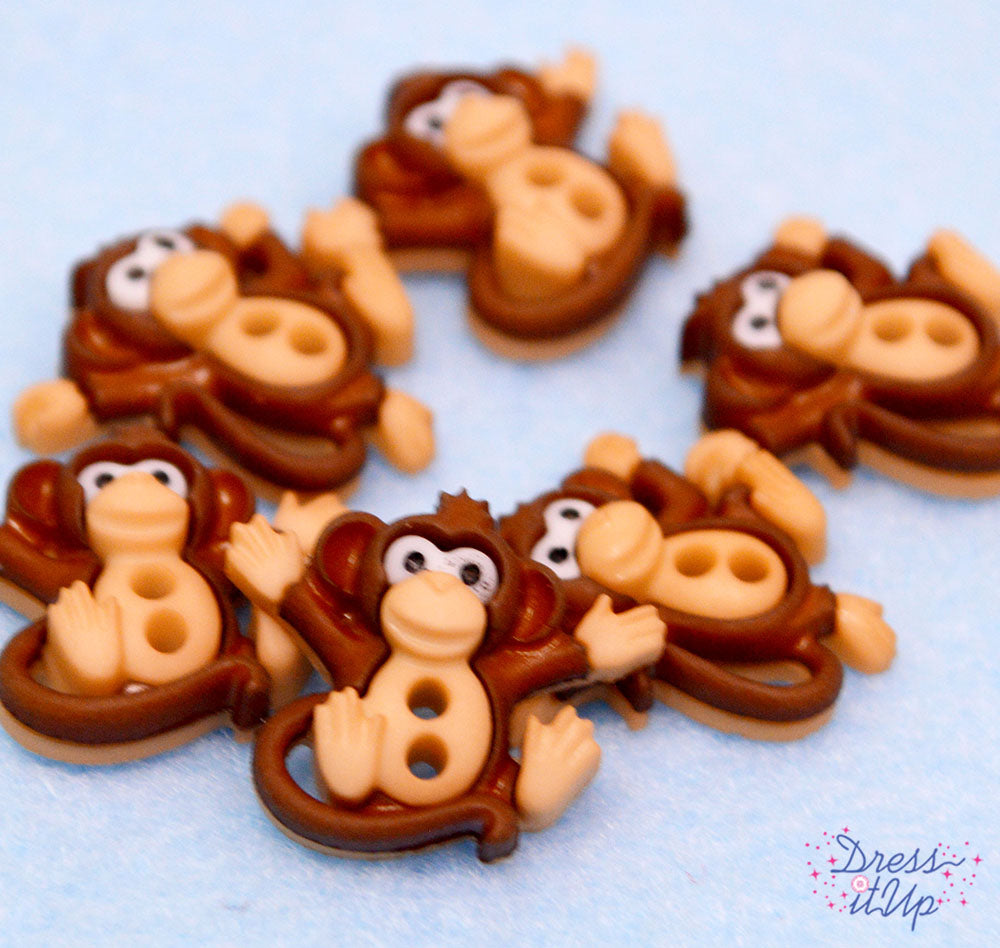Cute little sew-thru monkeys add to animal and jungle crafts